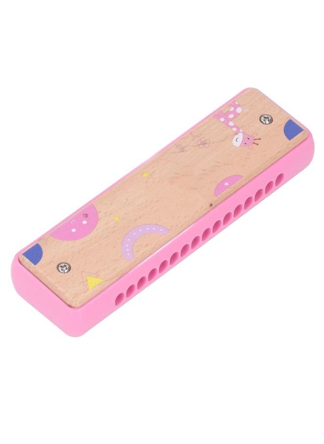 Thoraya Kids 16 Hole Wooden Harmonica Music Education Harmonicas Musical Instrument for Beginners Pink  - Image 4