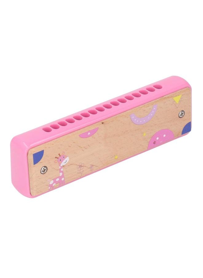 Thoraya Kids 16 Hole Wooden Harmonica Music Education Harmonicas Musical Instrument for Beginners Pink  - Image 1