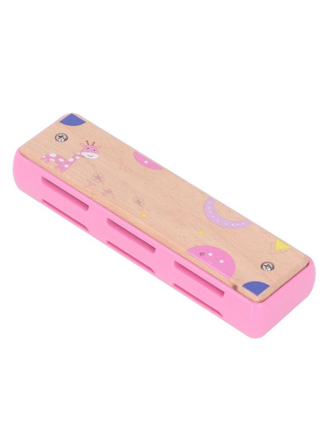 Thoraya Kids 16 Hole Wooden Harmonica Music Education Harmonicas Musical Instrument for Beginners Pink  - Image 2