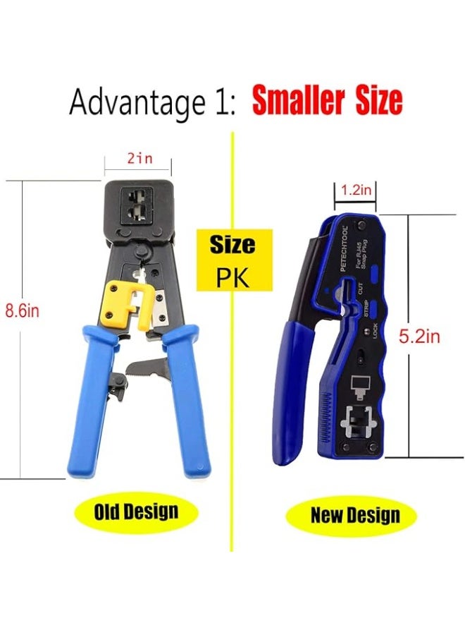 Terabyte RJ45 Crimp Tool Pass Through Crimper Cutter for Cat6a Cat6 Cat5 8P8C Modular Connector Ethernet All-in-one Wire Tool - Image 2