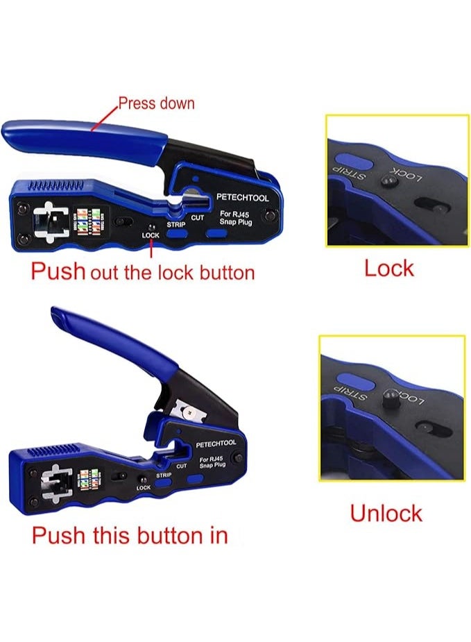 Terabyte RJ45 Crimp Tool Pass Through Crimper Cutter for Cat6a Cat6 Cat5 8P8C Modular Connector Ethernet All-in-one Wire Tool - Image 4