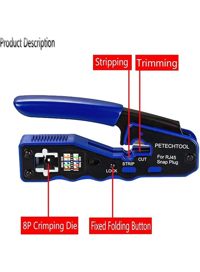 Terabyte RJ45 Crimp Tool Pass Through Crimper Cutter for Cat6a Cat6 Cat5 8P8C Modular Connector Ethernet All-in-one Wire Tool - Image 3