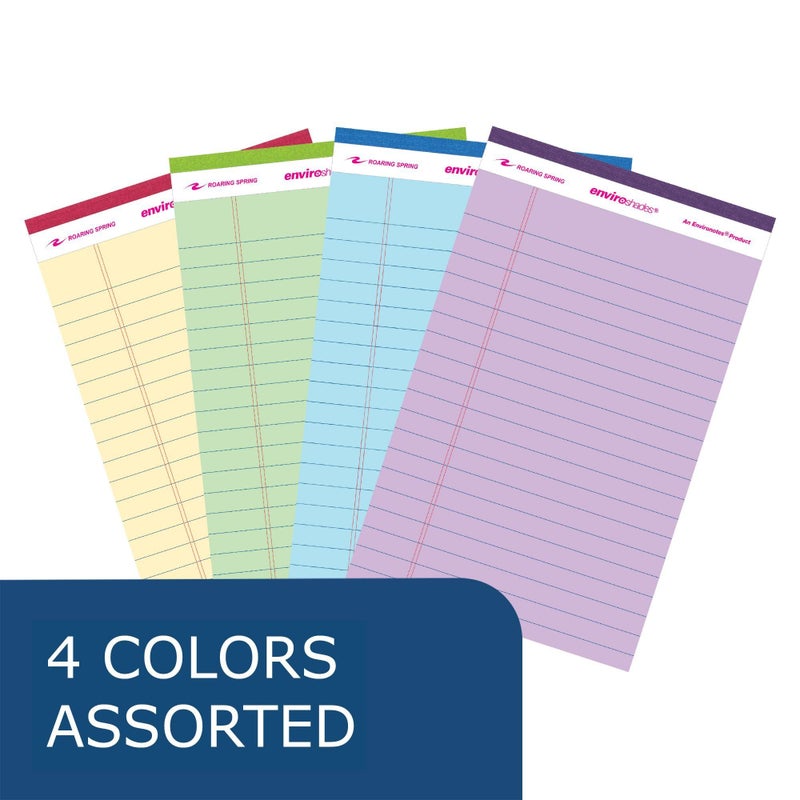 ROARING SPRING Enviroshades Recycled Mini Legal Pads, 4 Pack, 5" x 8" 40 Sheets, Assorted Colors - Image 4