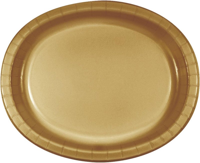Creative Converting 8 Count Oval Paper Platters Glittering Gold