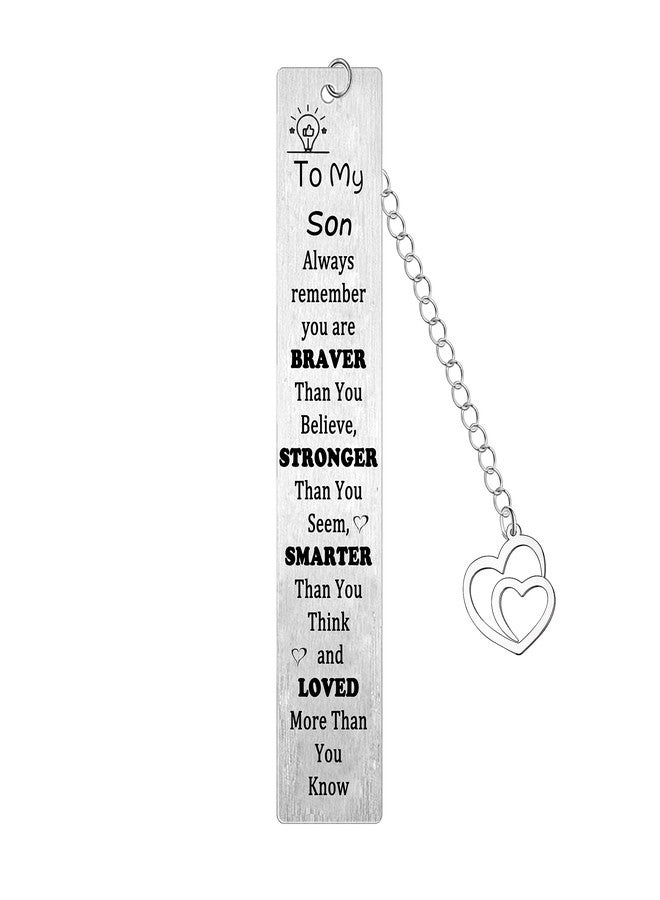 Waeceip Son Bookmark Gifts Son Gifts Form Mum Dad Gifts for Son Inspirational Gifts for Men Boy You are Braver Than You Believe Son Birthday Christmas Gifts for Book Lover (Son Bookmark) - Image 1