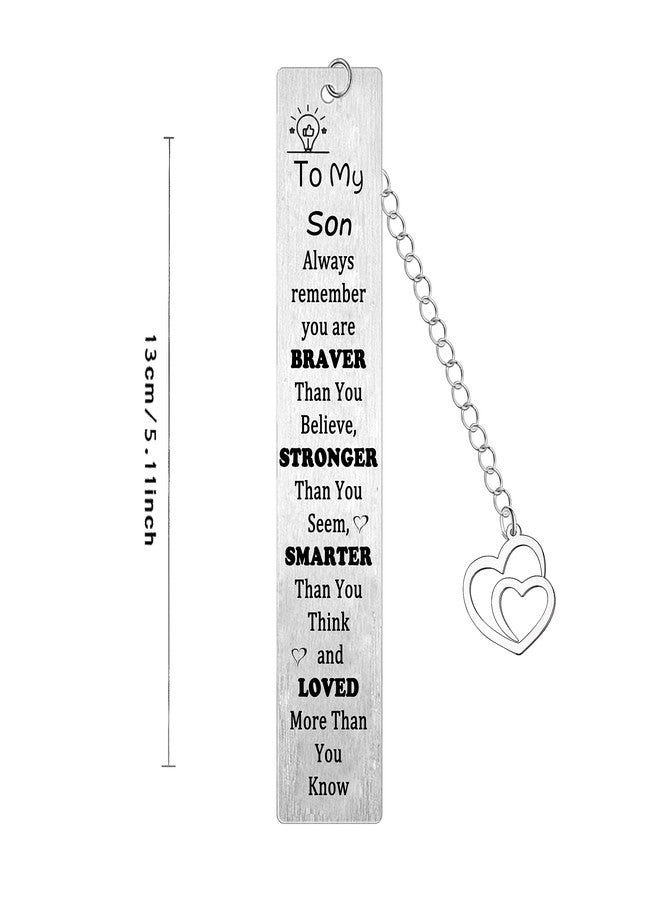 Waeceip Son Bookmark Gifts Son Gifts Form Mum Dad Gifts for Son Inspirational Gifts for Men Boy You are Braver Than You Believe Son Birthday Christmas Gifts for Book Lover (Son Bookmark) - Image 2
