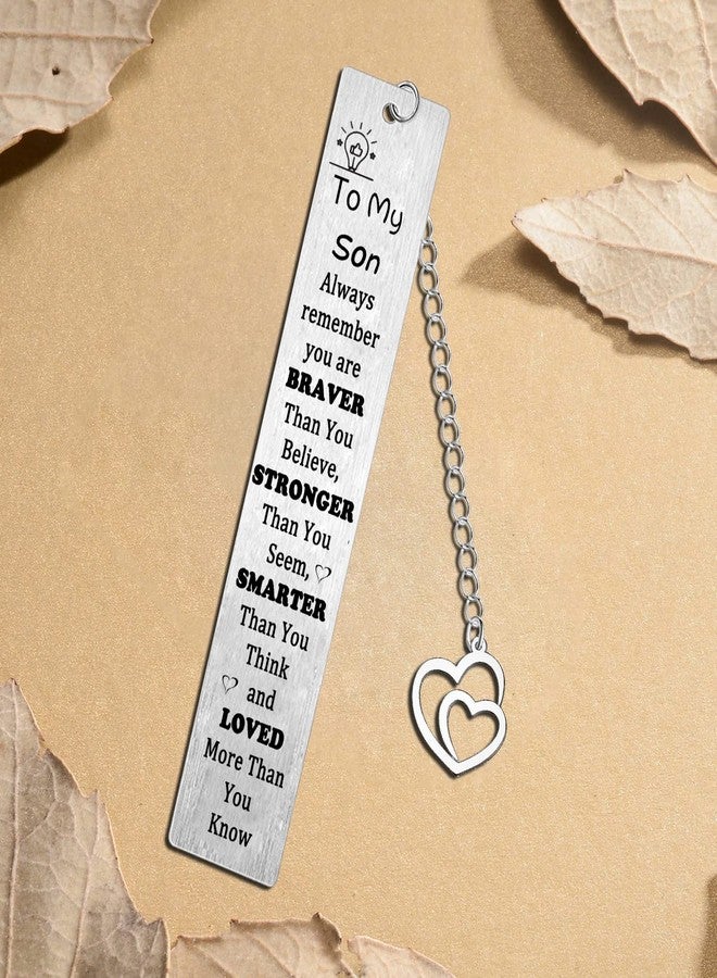 Waeceip Son Bookmark Gifts Son Gifts Form Mum Dad Gifts for Son Inspirational Gifts for Men Boy You are Braver Than You Believe Son Birthday Christmas Gifts for Book Lover (Son Bookmark) - Image 3