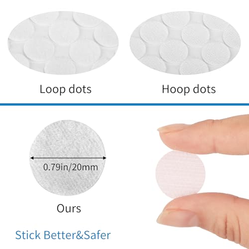 WXBOOM Self Adhesive Dots 1400pcs (700 Pairs) 0.79" Diameter White Hook & Loop Dots Sticky Back 20mm for School Classroom Office Home - Image 2