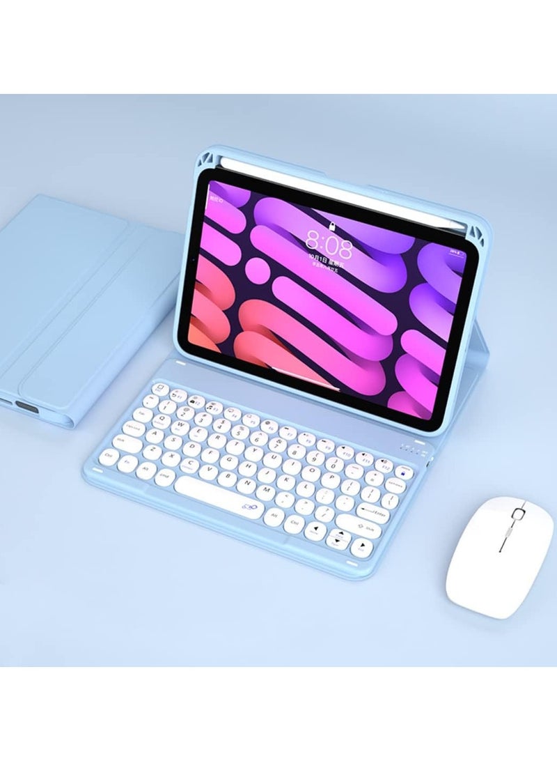 general Arabic and English Compatible with iPad Mini 6 2021 8.3 inch Magnetic Keyboard Case, Round Key Detachable Keyboard with Pencil Holder and Mouse for iPad Mini 6 - Image 1