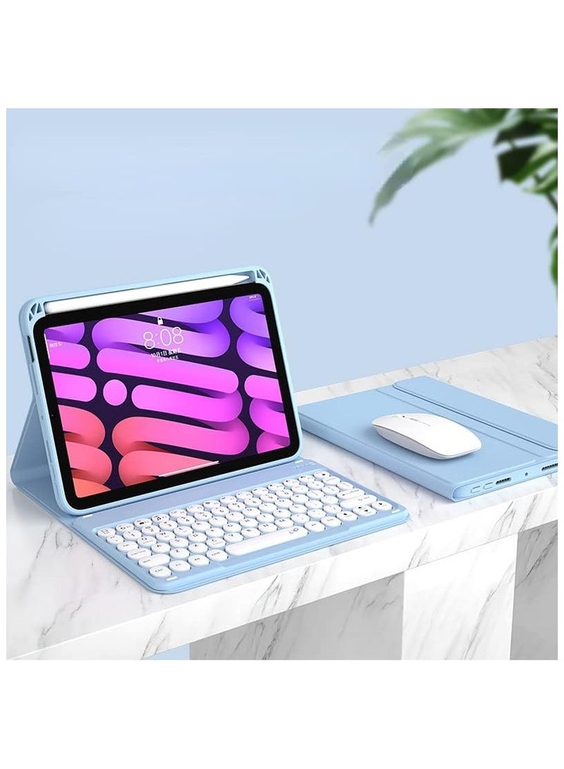 general Arabic and English Compatible with iPad Mini 6 2021 8.3 inch Magnetic Keyboard Case, Round Key Detachable Keyboard with Pencil Holder and Mouse for iPad Mini 6 - Image 3