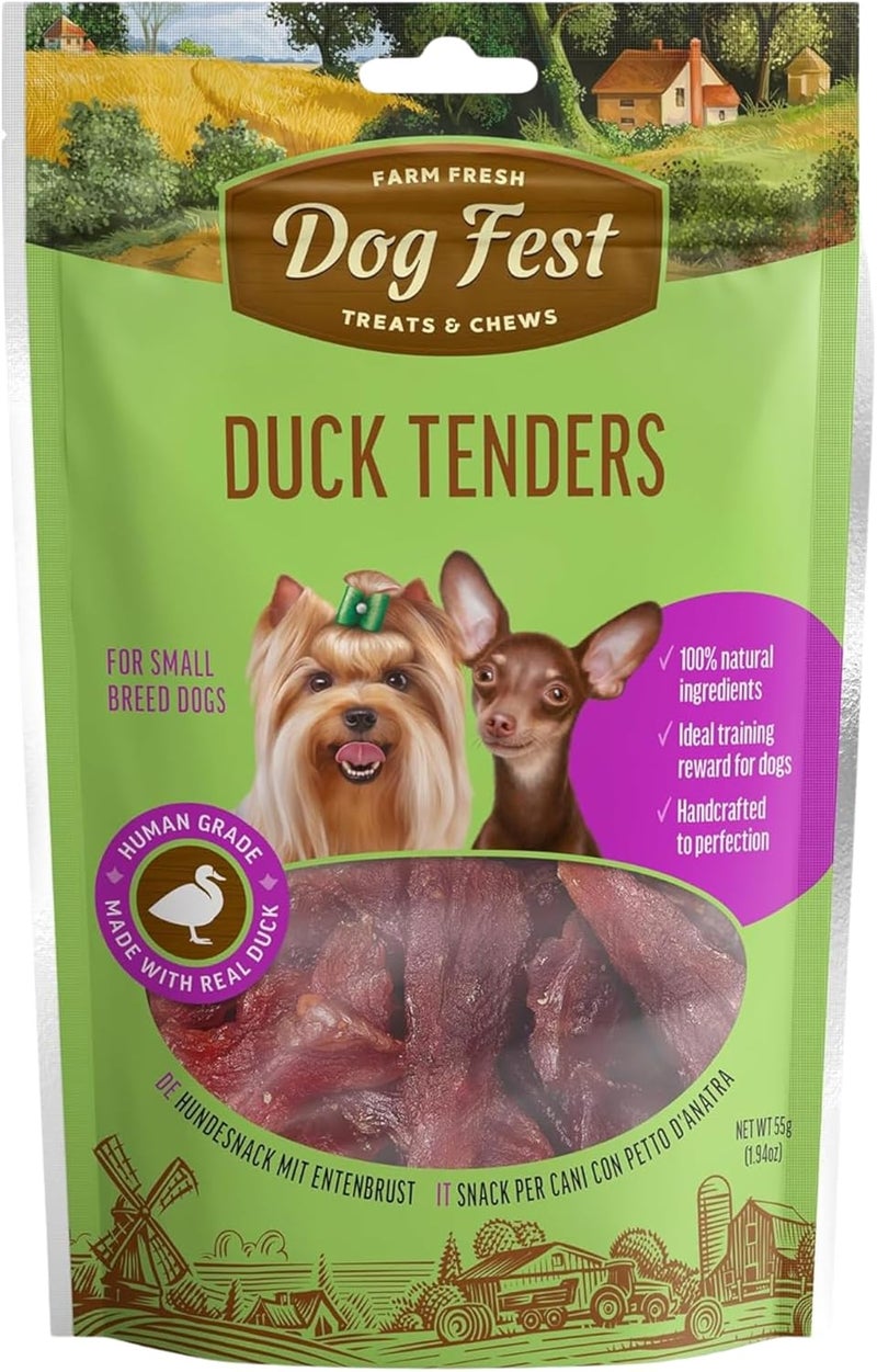 Dog Fest Duck Tenders for Mini Dogs – Nutritious and Tasty Treats to Support Small Dogs’ Health and Daily Appetite – 55g Pack Ideal for Training and Rewards – [DFDT55] - Image 1
