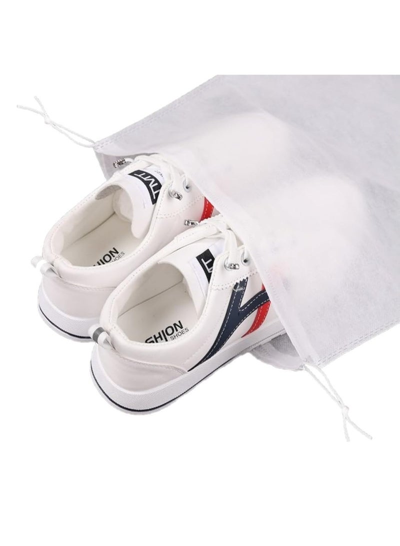HOMESTAR 30Pcs Drawstring Shoe Storage Bags , Thickened Non-Woven Dust Proof Covers, UV Protection Shoe Bag for Yellowing Prevention, Reusable Multi-Purpose Travel Shoe Bags For Clothing , Toiletries , socks and undergarments, White, 24x38 cm - Image 3
