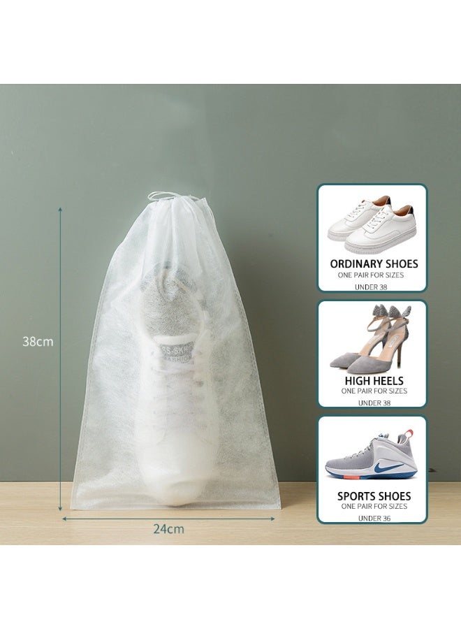 HOMESTAR 30Pcs Drawstring Shoe Storage Bags , Thickened Non-Woven Dust Proof Covers, UV Protection Shoe Bag for Yellowing Prevention, Reusable Multi-Purpose Travel Shoe Bags For Clothing , Toiletries , socks and undergarments, White, 24x38 cm - Image 2