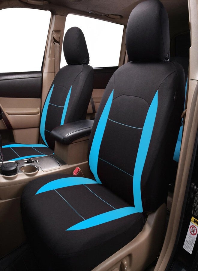 Flying Banner Car Seat Covers Front Seats Rear Bench Polyester seat Protectors Easy installations Rear Bench Split Classic Man Lady Truck (Full Set, Low Back, Combo Pack, Black Mint Blue) (FB-035) - Image 2