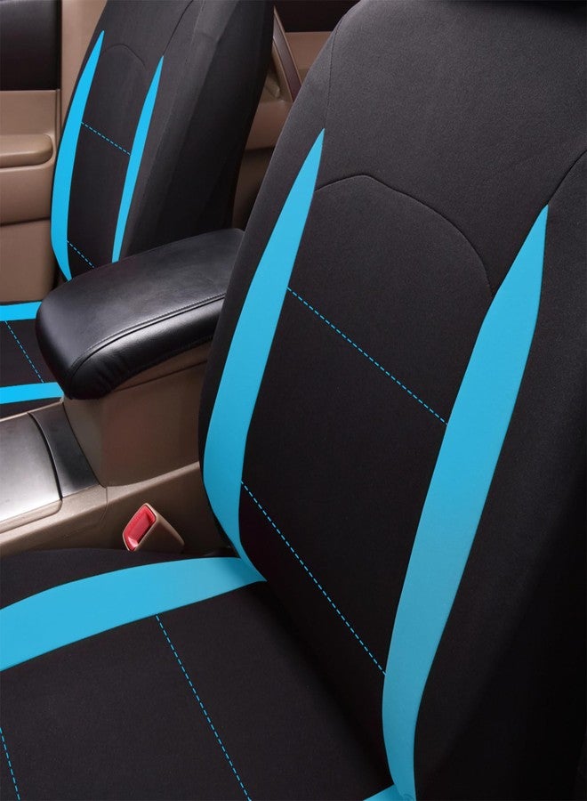 Flying Banner Car Seat Covers Front Seats Rear Bench Polyester seat Protectors Easy installations Rear Bench Split Classic Man Lady Truck (Full Set, Low Back, Combo Pack, Black Mint Blue) (FB-035) - Image 4