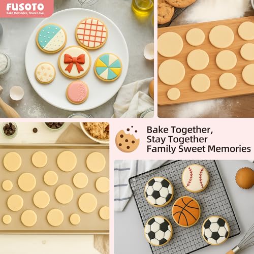 FUSOTO 6PCS Circle Cookie Cutter Set, Large Geometric Stainless Steel Baking Supplies for Homemade Cookies, Round Plaque Cookie Cutters Shapes Biscuit Molds, 6 Sizes (1.5, 2, 2.5, 3, 3.5, 4 Inch) - Image 2