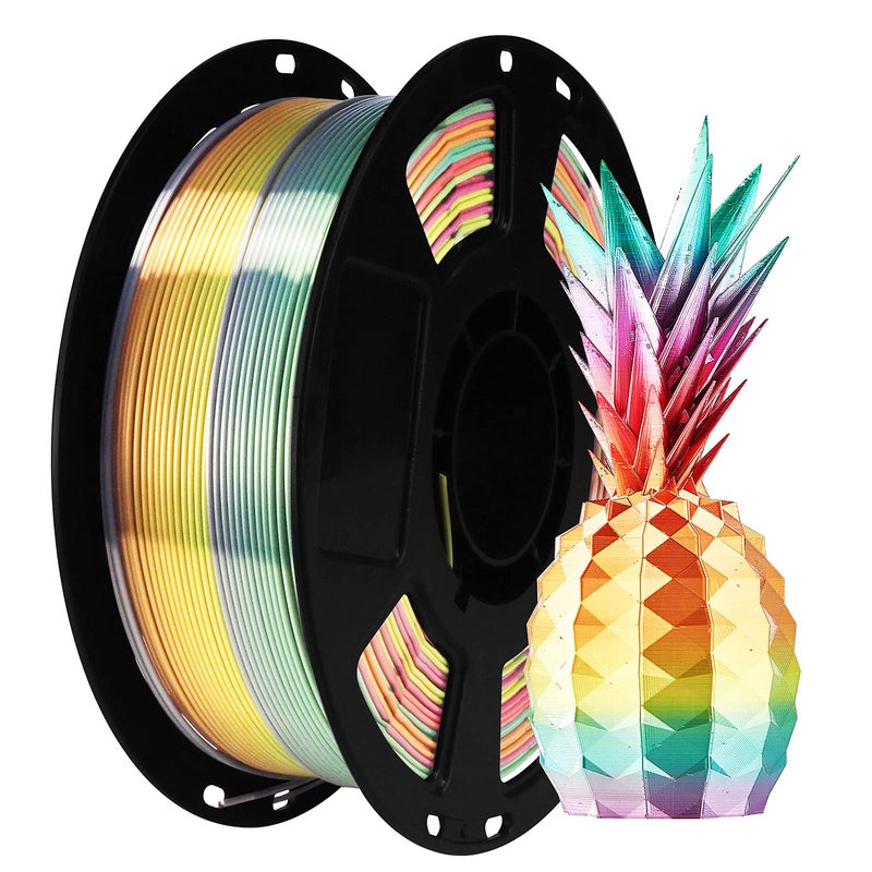 BBLIFE Silk Shiny Multi Color Fast Change Rainbow PLA Filament 1kg 22lbs 175mm 3D Printing Material Widely Support for FDM 3D Printer Easy to Print