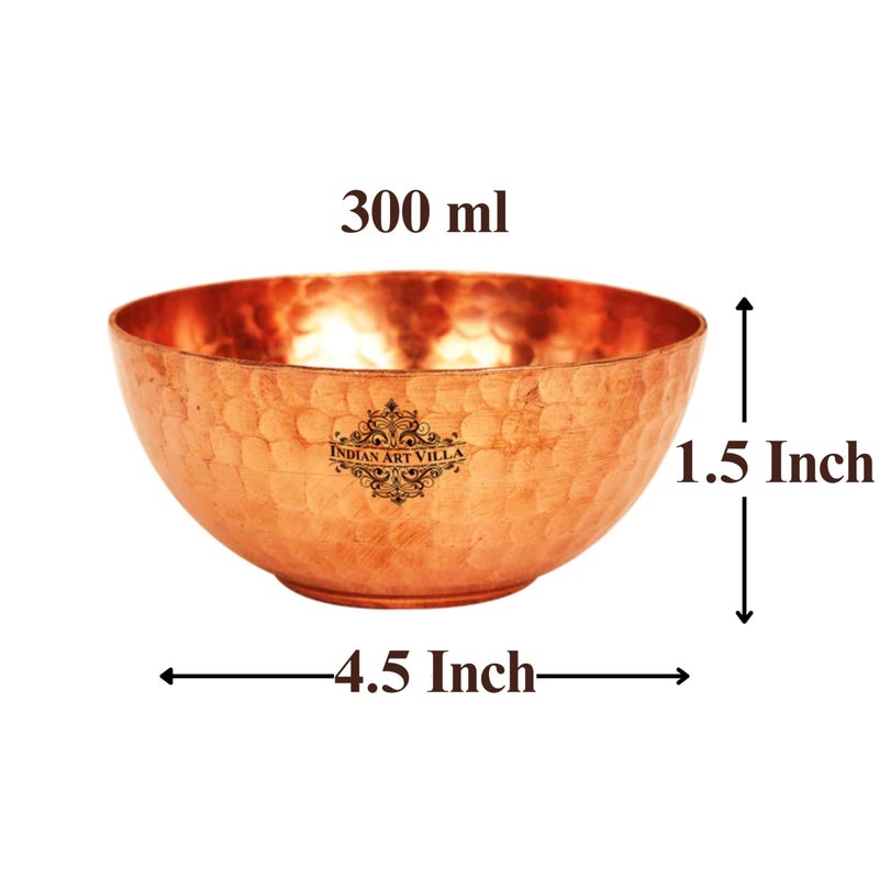INDIAN ART VILLA Pure Copper Bowl - Tableware Dinnerware for Hotel, Restaurant, and Home - Handcrafted Copper Bowl, Hammered Design Katori, Diameter - 4.5 Inch - Image 4