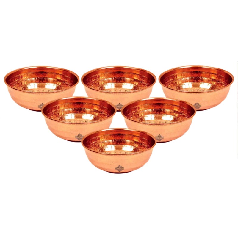 INDIAN ART VILLA Pure Copper Bowl - Tableware Dinnerware for Hotel, Restaurant, and Home - Handcrafted Copper Bowl, Hammered Design Katori, Diameter - 4.5 Inch - Image 3