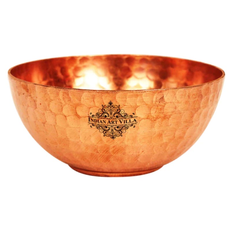 INDIAN ART VILLA Pure Copper Bowl - Tableware Dinnerware for Hotel, Restaurant, and Home - Handcrafted Copper Bowl, Hammered Design Katori, Diameter - 4.5 Inch - Image 1