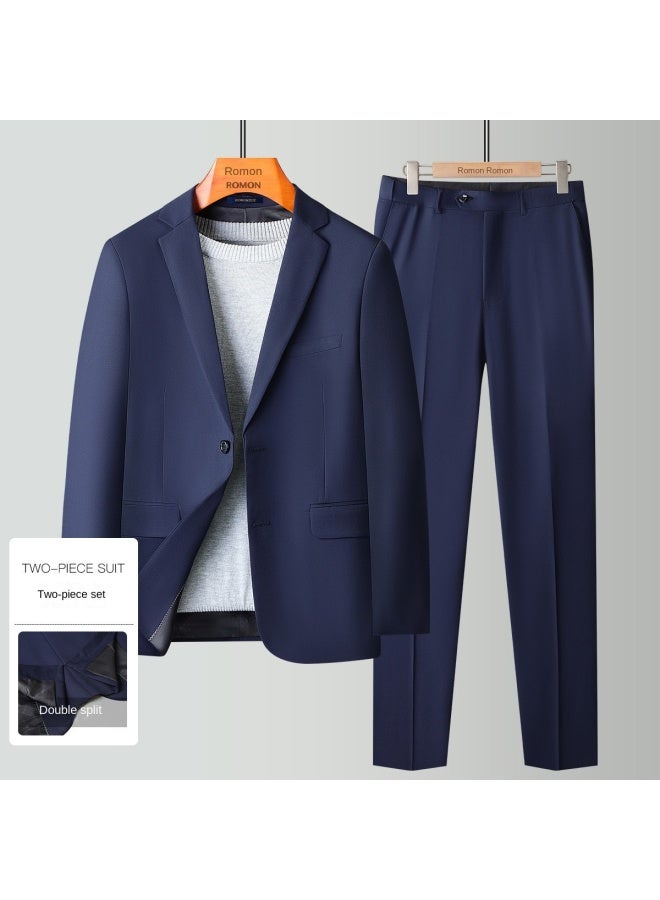 ROMON Top + Pants】business Casual Men's Suit, Groom Wedding Suit Set For Men - Image 2