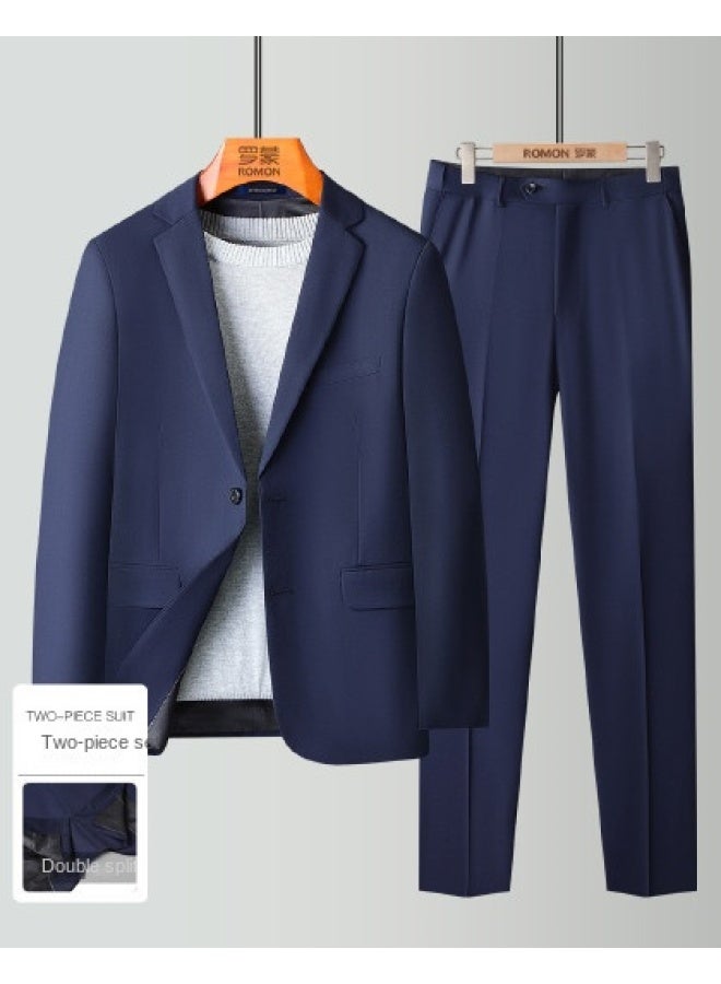 ROMON Top + Pants】business Casual Men's Suit, Groom Wedding Suit Set For Men - Image 1