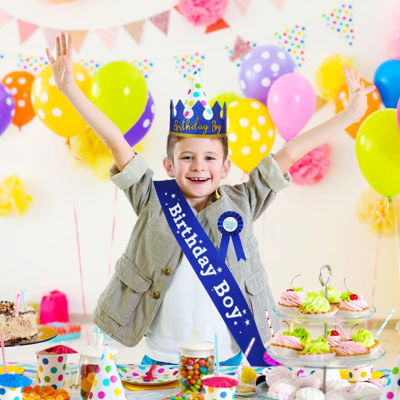 Hariendny Birthday Boy Crown Party Set Birthday Boy Hat King Crown Party Dress-Up Accessory Supplies for BirthdayParty Decoration - Image 4