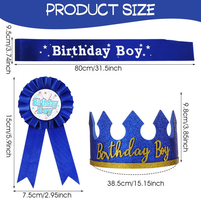 Hariendny Birthday Boy Crown Party Set Birthday Boy Hat King Crown Party Dress-Up Accessory Supplies for BirthdayParty Decoration - Image 2