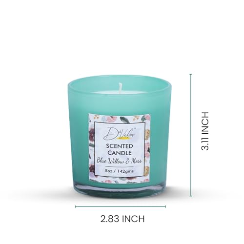 D'Velas™ Pack of 2 Scented Glass Candle (5oz/142g Each) - Blue Willow & Moss | Up to 26 Hours Burn Time | Smokeless & Clean Burn | Home Decor, Gifting & Relaxation | Elegant & Calming Glow - Image 5