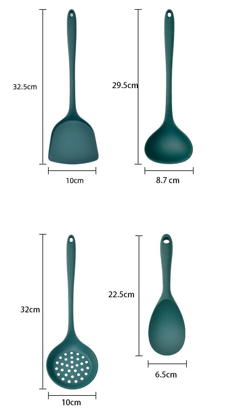 Baskety Silicone Spatula Set | 4 Versatile Tools Cooking, Baking and Mixing Non-Stick & Heat Resistant | Strong Stainless Steel Core Kitchen Utensils (Green) - Image 2