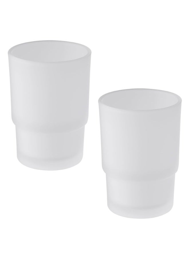 KISSUN Glass Tumbler Cup 2 Pack, Frosted Bathroom Rinsing and Mouthwash Cup, Toothbrush & Toothpaste Holder & Drinking for Glassware - Image 1