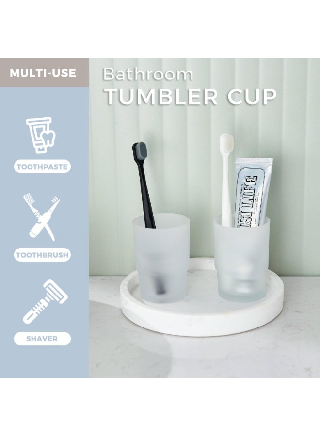 KISSUN Glass Tumbler Cup 2 Pack, Frosted Bathroom Rinsing and Mouthwash Cup, Toothbrush & Toothpaste Holder & Drinking for Glassware - Image 5