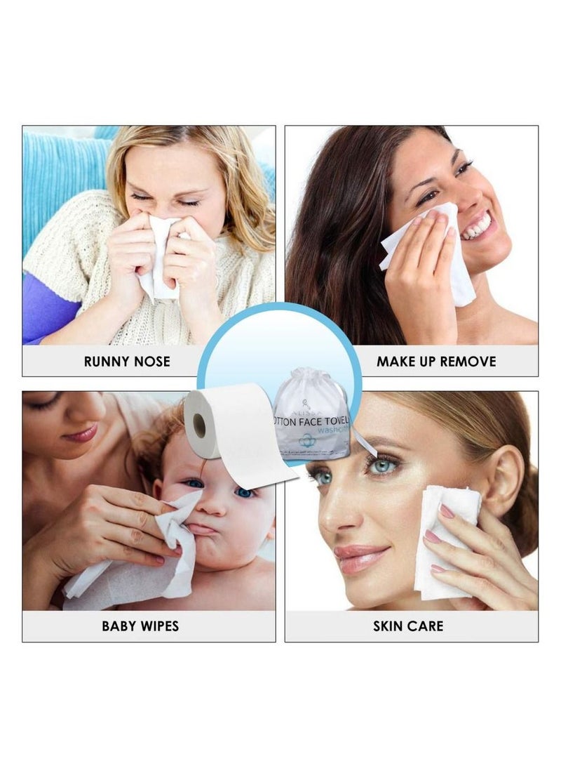 100% Cotton Multipurpose Roll Hygienic Disposable Soft Beauty Face Personal care Towel Cotton Pad Wet Wipes Masks Facial tissue Skin-friendly Travel Office Home 40 Sheets
