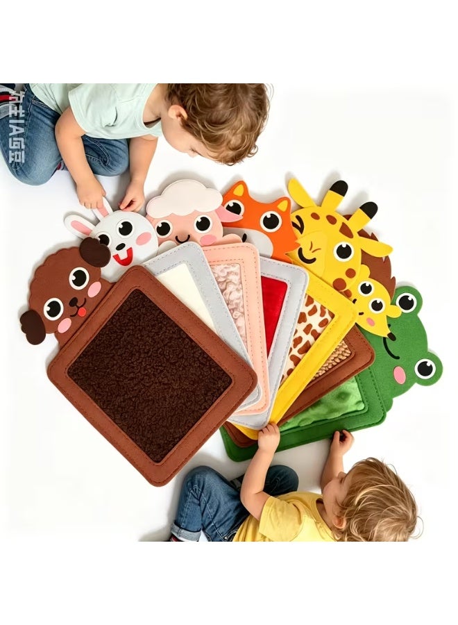 Animal-Themed Sensory Mat with 8 Different Textured Felt Panels, Tactile Sensory - Image 1