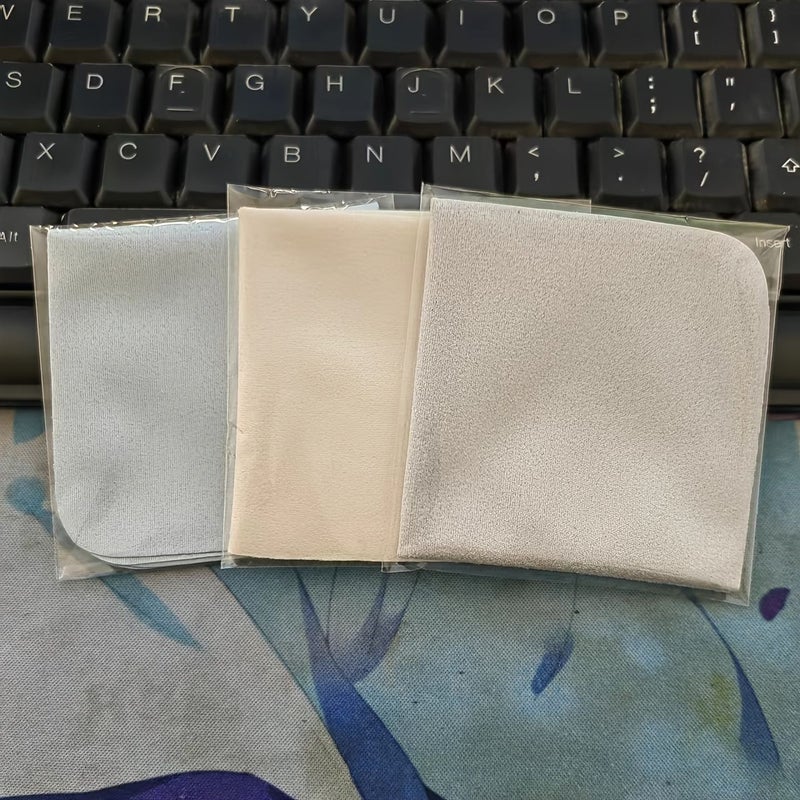 Beige Gray Suede Lens Cleaning Cloth 2 Pack For Computer Camera Phone Screen - Image 2