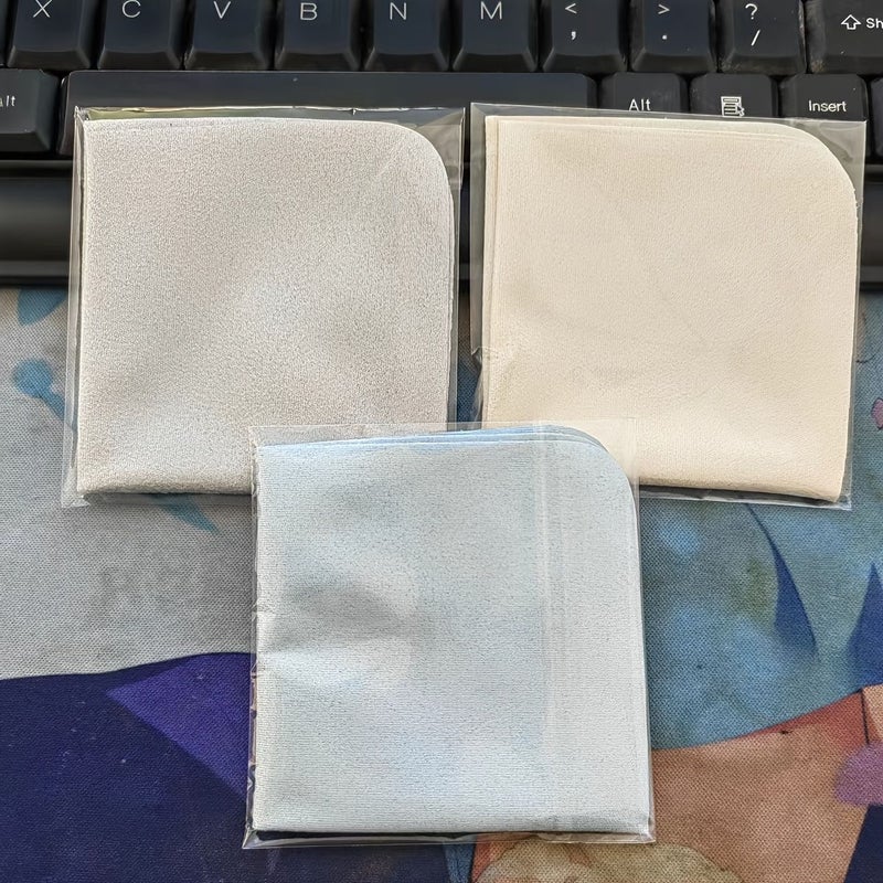 Beige Gray Suede Lens Cleaning Cloth 2 Pack For Computer Camera Phone Screen - Image 4