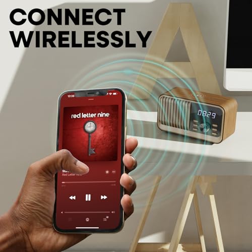 Fuse Hark Bluetooth Radio Speaker | Wireless 10W Charger | FM Radio Speaker with Bluetooth & AUX Input | Alarm Clock | 3 Level Dimmer | Charging Block Included - Image 2
