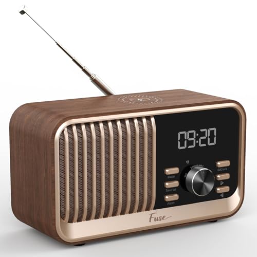 Fuse Hark Bluetooth Radio Speaker | Wireless 10W Charger | FM Radio Speaker with Bluetooth & AUX Input | Alarm Clock | 3 Level Dimmer | Charging Block Included - Image 1