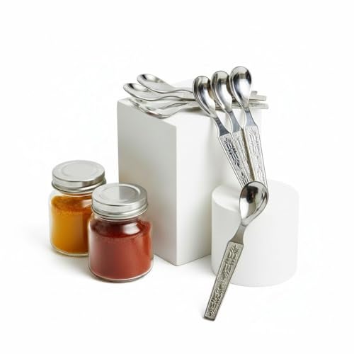 faas Stainless Steel Masala Spoons | Set of 12 | Mini Spoons for Tea/Sugar | Spices Spoon for Kitchen | for Small Containers | Spoon for Masala Dabba |Silver Color Length- 9.5cm - Image 4