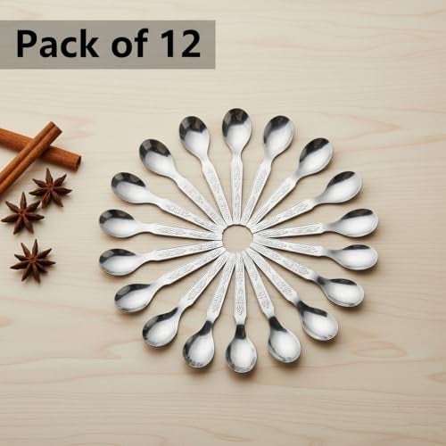 faas Stainless Steel Masala Spoons | Set of 12 | Mini Spoons for Tea/Sugar | Spices Spoon for Kitchen | for Small Containers | Spoon for Masala Dabba |Silver Color Length- 9.5cm - Image 5