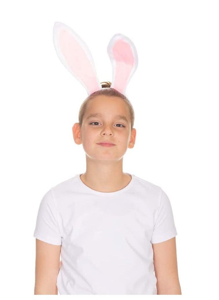 إسكدنيا Bunny Ears Headband Plush Rabbit Ears Headwear Bunny Girl Bunny Ear Headband, for Cosplay Party Favor White and Pink Bunny Costume Accessories for Kids and Adults - Image 2