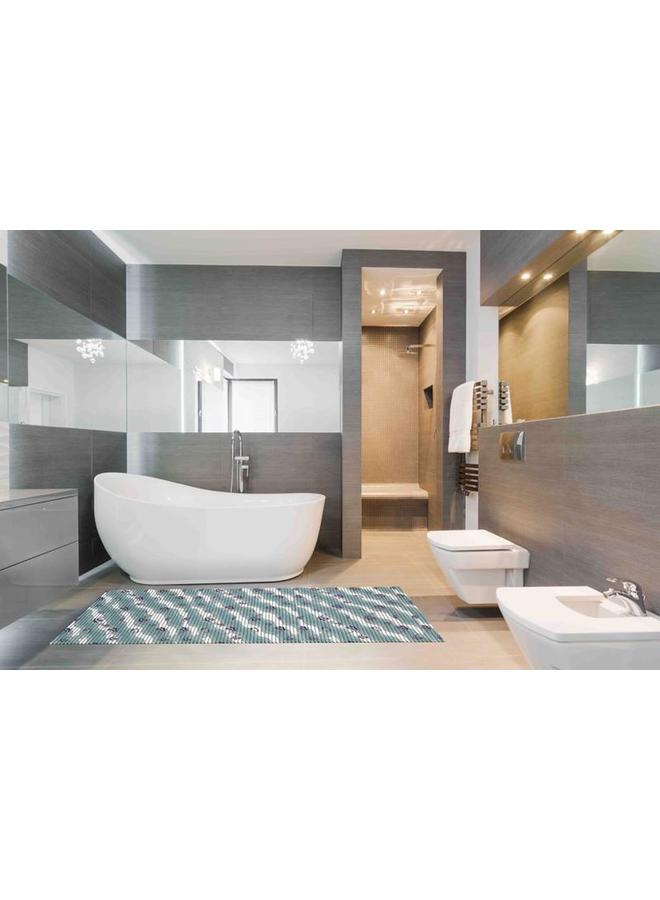 REVE Wave Pattern Rectangular Shape Anti-Slip Bath Mat Blue And White 180 X 65Cm