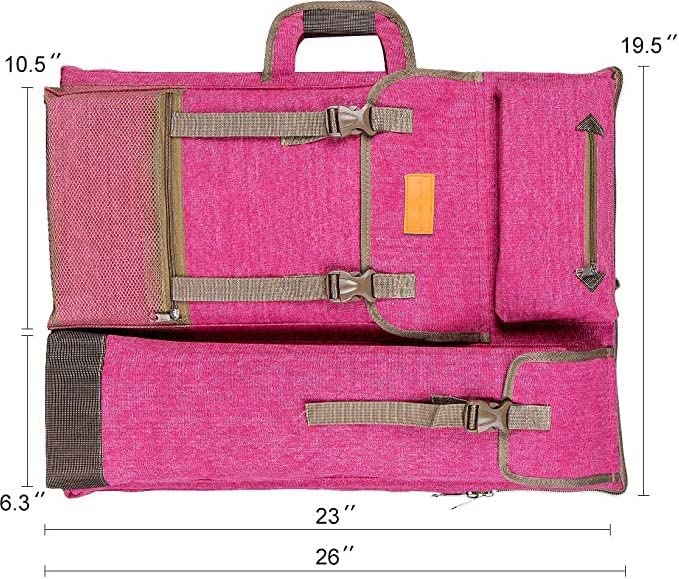 TRANSON Art Portfolio Case Artist Backpack Canvas Bag Large 26” x 19.5” Magenta - Image 4