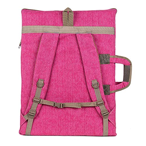TRANSON Art Portfolio Case Artist Backpack Canvas Bag Large 26” x 19.5” Magenta - Image 5
