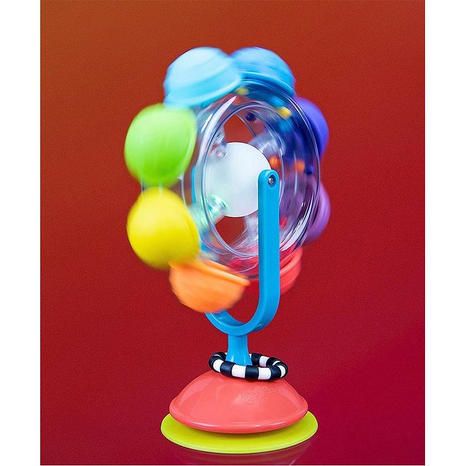 Sassy Light Up Rainbow Reel Tray Toy for Babies 6 , Spin Action with Colorful Bumps, Soothing Beads Sound, BPA Free - Image 1