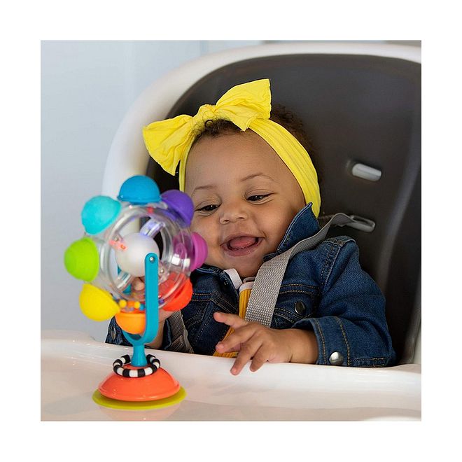Sassy Light Up Rainbow Reel Tray Toy for Babies 6 , Spin Action with Colorful Bumps, Soothing Beads Sound, BPA Free - Image 2