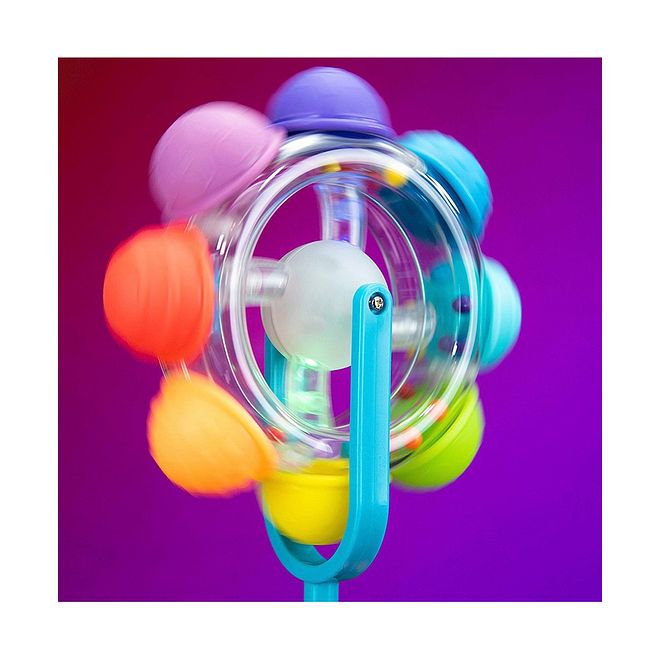 Sassy Light Up Rainbow Reel Tray Toy for Babies 6 , Spin Action with Colorful Bumps, Soothing Beads Sound, BPA Free - Image 4