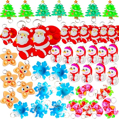 Roaqua 100 Packs Variety Bulk Mini pop Santa Claus Fidget Gifts for School Christmas Holiday Kids Party Favors and Classroom Students Prizes - Image 1