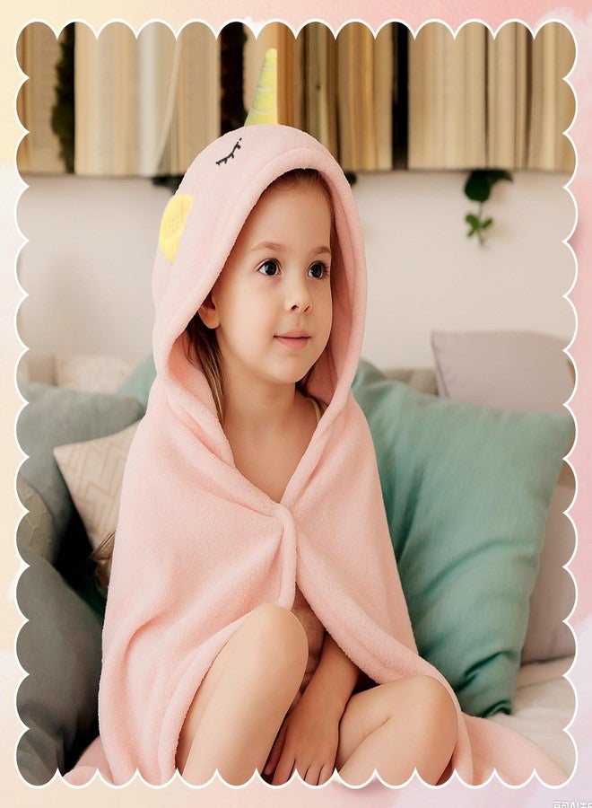 Fingertip WD Absorbent Hooded Towel for Kids, Large Child Bath Towels Ultra Soft Coral Fleece Unicorn Dinosaur Poncho Towels with Hood Age 3-8 Years for Infant, Baby, Girls, Boys 27.5 X 55 inch Pink - Image 5