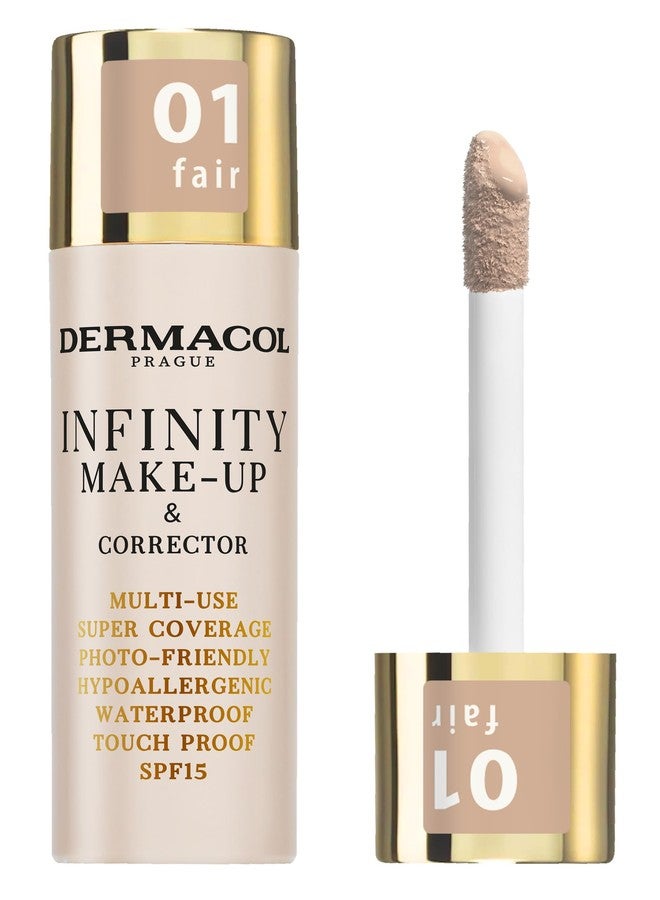 Dermacol Infinity make-up and corrector, Multi-use, Super coverage, Photo-friendly,Hypoallergenic,Waterproof, Touch proof, SPF 15, 01, Fair - Image 1